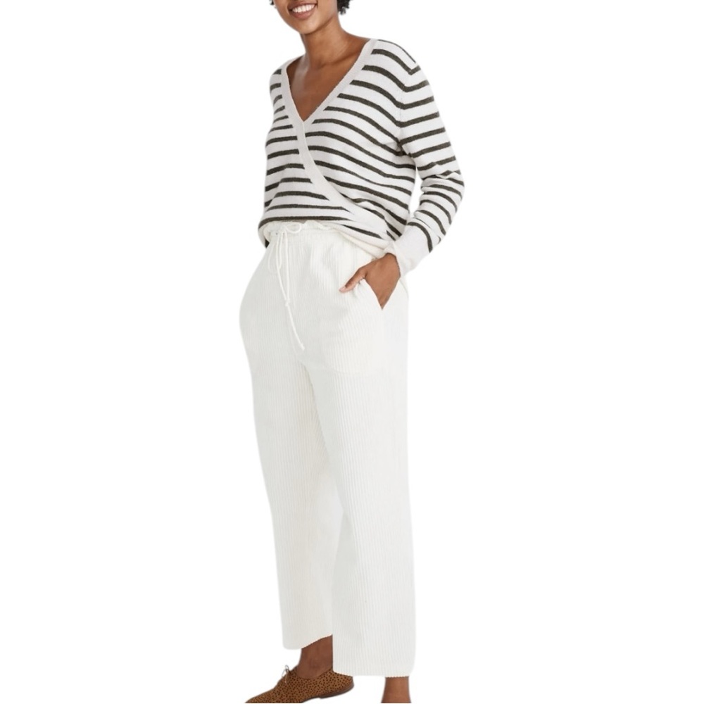 Madewell Women’s Wrap-Front Alpaca Blend 90s Striped Sweater Sz M - Picture 2 of 9